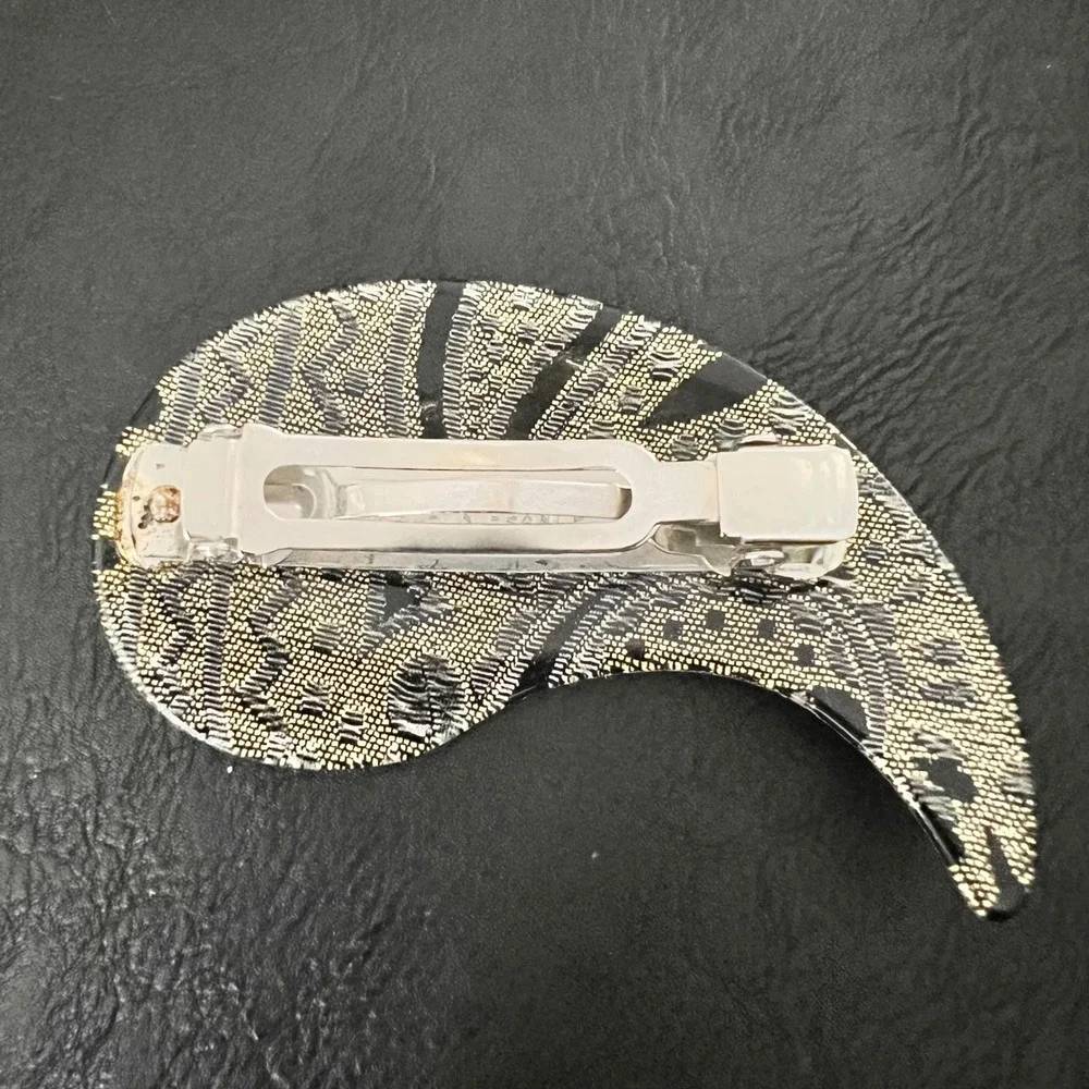 Vintage Made in France Paisley Acrylic Hair Barrette Clip Large Eclectic‎